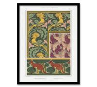 Artery8 Birds Butterflies Kangaroo Pattern Framed Wall Art Print Verneuil in Green | Size: A4 Artery8 Green A4