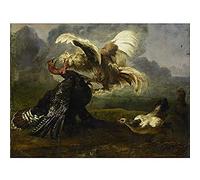 Artery8 Birds Fighting Painting Art Print Canvas Premium Wall Decor Poster Mural