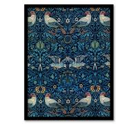 Artery8 Birds & Flowers Blue Pattern Vintage Framed Wall Art Print W. Morris | Size: W12" x H16" Artery8 Blue W12" x H16"
