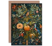 Artery8 Birds on Blooming Peach Tree in Modern Folk Art Nature Birthday Sealed Greeting Card Plus Envelope Blank inside