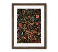 Artery8 Birds on Blooming Trees in Spring Modern Folk Art Artwork Framed Wall Art Print 18X24 Inch