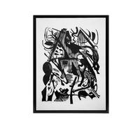 Artery8 Birth of the Wolves Abstract Black Framed Canvas Wall Art 24X32 Artwork By Franz Marc : Abstract Animal Painting Ideal For Hallway Or Lounge Showing Strength Movement And Expressive Energy