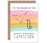Artery8 Birthday Astrology Capricorn Zodiac Sign Greetings Card in White Artery8 White