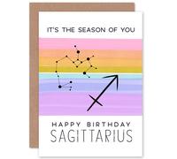 Artery8 Birthday Astrology Sagittarius Zodiac Sign Greetings Card in White Artery8 White