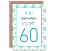Artery8 Birthday Card 60 Sixty Hip Hooray Pun Funny Gift Joke Greetings Card in Blue Artery8 Blue
