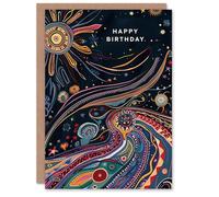 Artery8 Birthday Card Abstract Landscape Psychedelic Folk Art For Her Gran Sister Niece Daughter Wife Woman Greeting Card