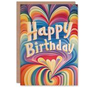 Artery8 Birthday Card Abstract Psychedelic Trippy Rainbow Design For Her Gran Sister Niece Daughter Wife Woman Greeting Card