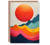 Artery8 Birthday Card Abstract Sea Waves Sunshine Sunset Sun For Her Gran Sister Niece Daughter Wife Woman Greeting Card
