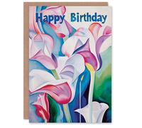 Artery8 Birthday Card Abstract Tulip Flower Bouquet Watercolour For Her Gran Sister Niece Daughter Wife Woman Greeting Card