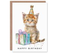 Artery8 Birthday Card Adorable Kitten Baby Cat Pet in Party Hat For Son Daughter Girl Boy Kids Happy Card
