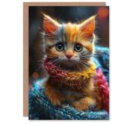 Artery8 Birthday Card Adorable Kitten Wool Scarf Baby Cat Pet For Son Daughter Girl Boy Kids Happy Card