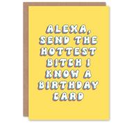 Artery8 Birthday Card Alexa Send This to Hottest B*tch Fun Funny Happy Joke Humour Her Woman Sister Friend Girlfriend Greeting Card