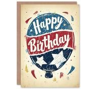 Artery8 Birthday Card American Flag Balloon Red Blue Star For Him Man Male Dad Brother Son Papa Grandad Greeting Card