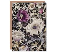 Artery8 Birthday Card Anemone Flowers Filigree White Purple Design For Her Gran Sister Niece Daughter Wife Woman Greeting Card
