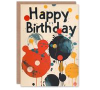 Artery8 Birthday Card Artistic Paint Splatter Design Dots Graffiti Street Art For Him Her Man Woman Girl Boy Wife Husband Greeting Card