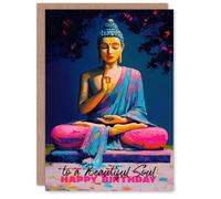 Artery8 Birthday Card Beautiful Soul Mudra Buddha Statue Mindfulness Blank For Him Or Her Art Greeting Card