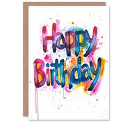 Artery8 Birthday Card Birthday Street Art Graffiti Colourful Fun Simple For Him Her Man Woman Girl Boy Wife Husband Greeting Card