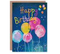 Artery8 Birthday Card Bright Colourful Fun Birthday Balloons Painting For Him Her Man Woman Girl Boy Wife Husband Greeting Card