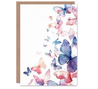 Artery8 Birthday Card Butterfly Watercolour Bright Design For Her Gran Sister Niece Daughter Wife Woman Greeting Card