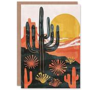 Artery8 Birthday Card Cactus Desert Landscape Sunrise For Her Gran Sister Niece Daughter Wife Woman Greeting Card