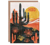 Artery8 Birthday Card Cactus Desert Landscape Sunset HBD For Her Gran Sister Niece Daughter Wife Woman Greeting Card