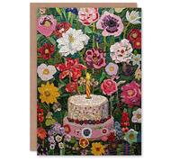 Artery8 Birthday Card Cake in Flower Meadow Colourful Mosaic For Her Gran Sister Niece Daughter Wife Woman Greeting Card