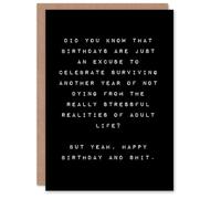 Artery8 Birthday Card Celebrate Surviving Adult Life Stress For Him Man Male Friend Brother Greeting Card Fun Funny Humour Joke