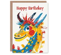 Artery8 Birthday Card Chinese Dragon Simple Bright Painting For Child Kids Son Daughter Greeting Card