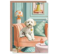 Artery8 Birthday Card Cockapoo Dog Lover Luxury Pet Armchair Portrait For Her Gran Sister Niece Daughter Wife Woman Greeting Card
