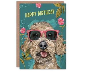 Artery8 Birthday Card Cockapoo Dog Lover Sunglasses Flowers For Her Gran Sister Niece Daughter Wife Woman Greeting Card