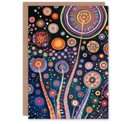 Artery8 Birthday Card Colourful Fireworks Mandala Abstract Fun Greeting Card in Dark Blue Artery8 Dark Blue