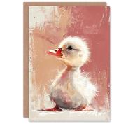Artery8 Birthday Card Cute Baby Duck Duckling Painting For Son Daughter Girl Boy Kids Happy Card
