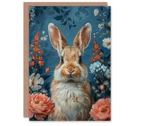 Artery8 Birthday Card Cute Bunny Rabbit and Spring Flowers For Son Daughter Girl Boy Kids Happy Card