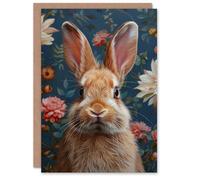 Artery8 Birthday Card Cute Bunny Rabbit Floral Pattern Design For Her Gran Sister Niece Daughter Wife Woman Greeting Card