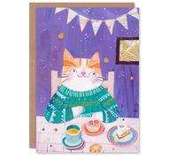 Artery8 Birthday Card Cute Ginger Tabby Cat Lover Cake Party For Child Kids Son Daughter Greeting Card