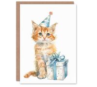 Artery8 Birthday Card Cute Kitten Baby Cat Pet Party Hat For Son Daughter Girl Boy Kids Happy Card