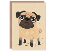Artery8 Birthday Card Cute Pug Dog Lover Puppy Pet For Child Kids Son Daughter Greeting Card
