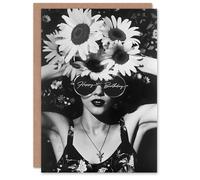 Artery8 Birthday Card Daisy Flower Crown Lady Spring Fashion For Her Gran Sister Niece Daughter Wife Woman Greeting Card