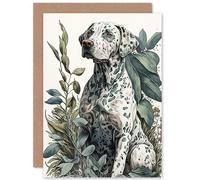 Artery8 Birthday Card Dalmatian Dog in Field Plants Modern Watercolour Art Birthday Artery8 Multicolor