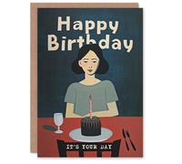 Artery8 Birthday Card Dark Lonely Birthday Cake Woman Your Day For Her Gran Sister Niece Daughter Wife Woman Greeting Card
