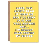 Artery8 Birthday Card Deny Glad You Are My Sister Fun Funny Happy Joke Humour For Sister Greeting Card