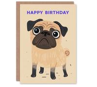 Artery8 Birthday Card Dog Lover Cute Pug Puppy Pet For Child Kids Son Daughter Greeting Card