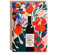 Artery8 Birthday Card Floral Wine Forecast 99 Percent Bright Funny Artery8 Multicolor