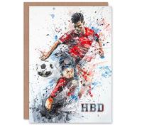Artery8 Birthday Card Football Soccer Player HBD For Him Male Dad Brother Son Papa Grandad Greeting Card