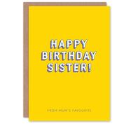 Artery8 Birthday Card For Sister From Mum's Favourite Siblings Funny Greeting Card Fun Humour Joke