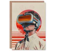 Artery8 Birthday Card Gamer Man in VR Portrait Retro Gaming For Him Man Male Dad Brother Son Papa Grandad Greeting Card