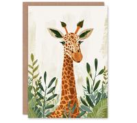 Artery8 Birthday Card Giraffe Head Jungle Safari Design For Child Kids Son Daughter Greeting Card in Mustard Artery8 Mustard