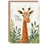 Artery8 Birthday Card Giraffe Head Safari Jungle Design For Child Kids Son Daughter Greeting Card in Mustard Artery8 Mustard