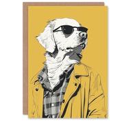 Artery8 Birthday Card Golden Retriever Cool Guy Dog Lover Pet Design For Him Man Male Dad Brother Son Papa Grandad Greeting Card