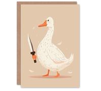 Artery8 Birthday Card Goose Knife Weird Funny Surreal Design For Him Man Male Dad Brother Son Papa Grandad Greeting Card